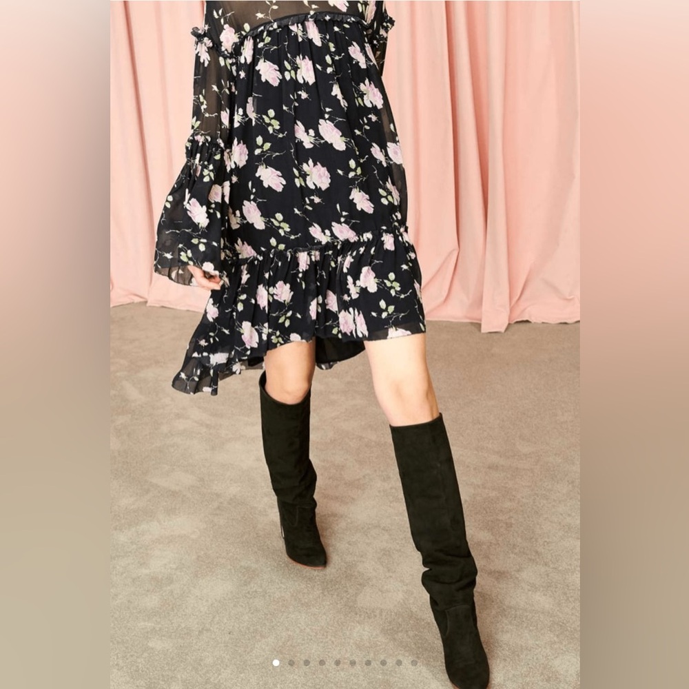 Ulla Johnson | “Sloane” Slouch Black Suede Heeled Boots | Size 38